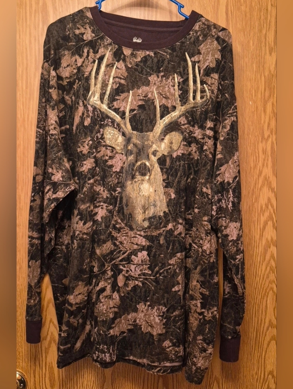 Camo Deer Graphic Long Sleeve Shirt - Brown 3XL